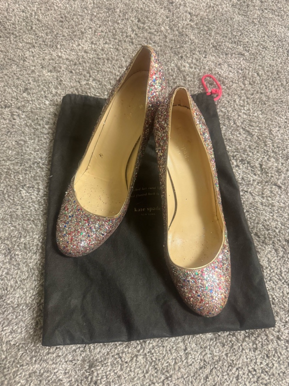 kate spade Multicolor Glitter Round-Toe Heels w Dustbag